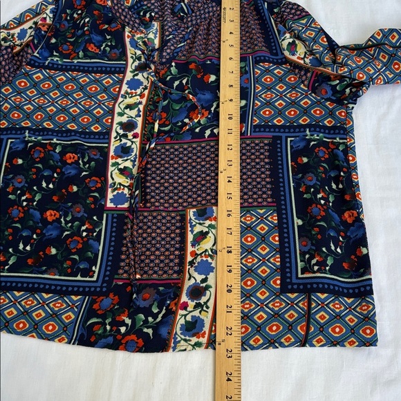 Hazel Anthropologie Boho Multicolor Floral Patchwork Blouse Bell Sleeve Women M - Picture 12 of 13